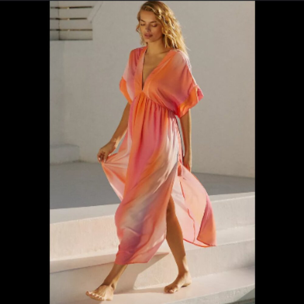 Brand New Malai Printed Cover-Up Midi Dress